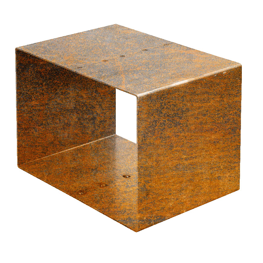 Holzlagerregal Kuutio-8 Einzelquader aus Cortenstahl