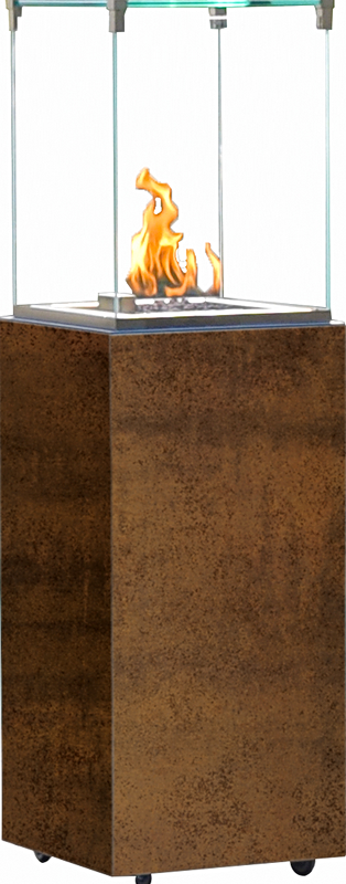 neocube-o Iron Corten silk Terrassenheizer freigestellt