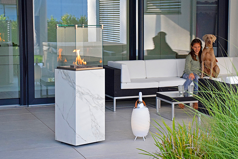 neocube-o Calacatta silk Außenheizer