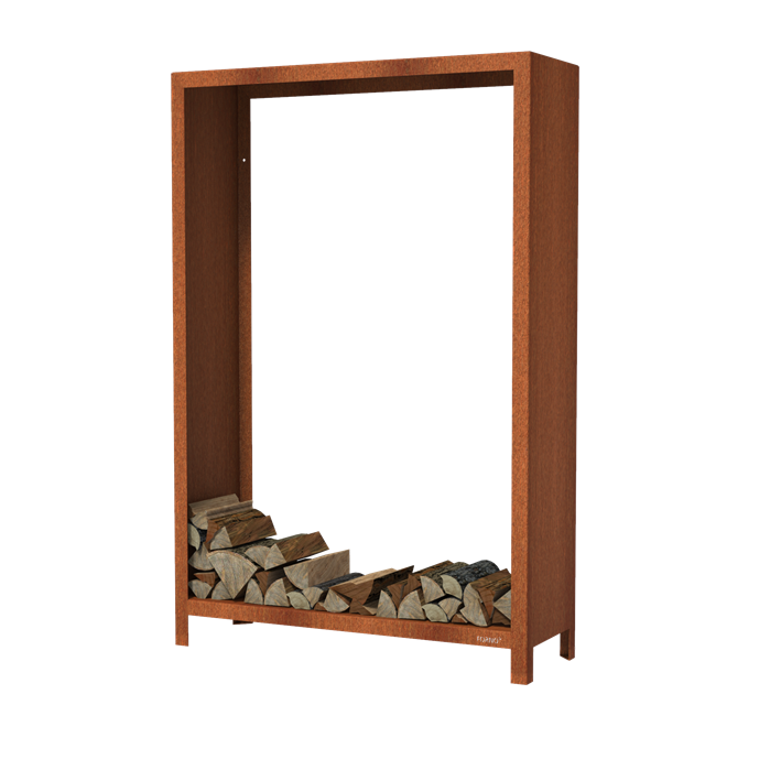 Holzlager Puuhylly-12418 aus Cortenstahl