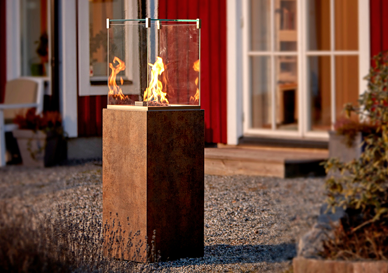 neocube-o Iron Corten silk Terrassenheizer