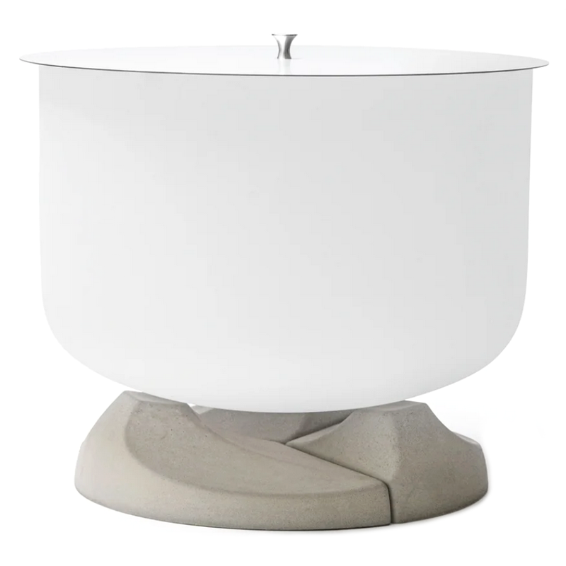 QFlame Set Classic Concrete - Feuerschale aus Quarzglas ø 71 x 50 cm mit Betonfuß