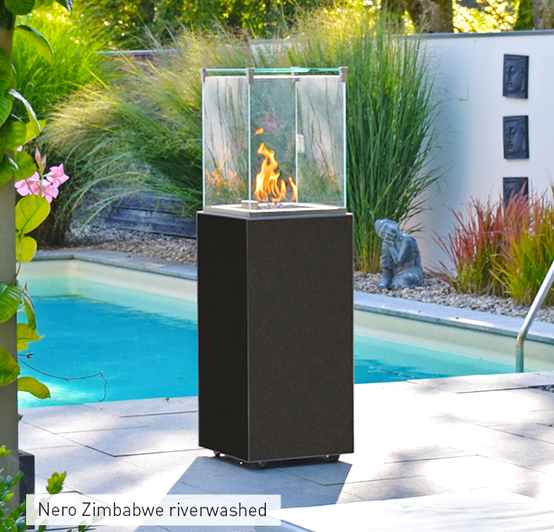 neocube-o Zimbabwe riverwashed Gas-Gartenkamin